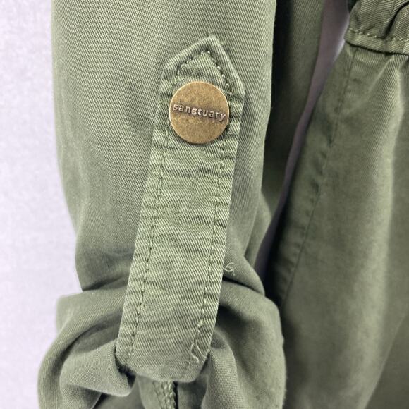 Sanctuary Jacket Womens Small Military Green Drawstring Waist Pockets Snap Up - Picture 6 of 11
